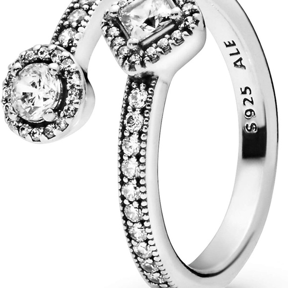 Pandora Sparkling Square & Circle Open Ring - Picture 9 of 9